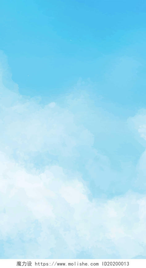 卡通手绘天空蓝天白云海报展板H5背景